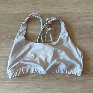 Light Gray Sports Bra with Cross Back Detail